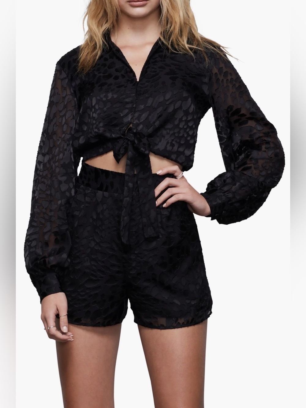 Good American Midnight Leopard Burnout Set size 3